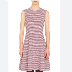 Akris Punto Sleeveless Pink Houndstooth Fit & Flare Dress Size US 14